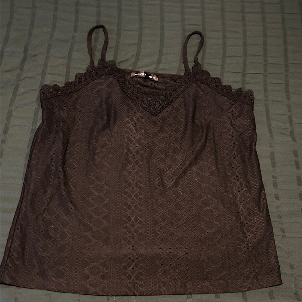Chic Lace Trim Brown Camisole